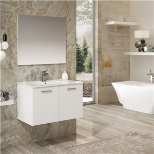 Conjunto mueble baño Palma 2 puertas 80 cm lacado blanco + lavabo