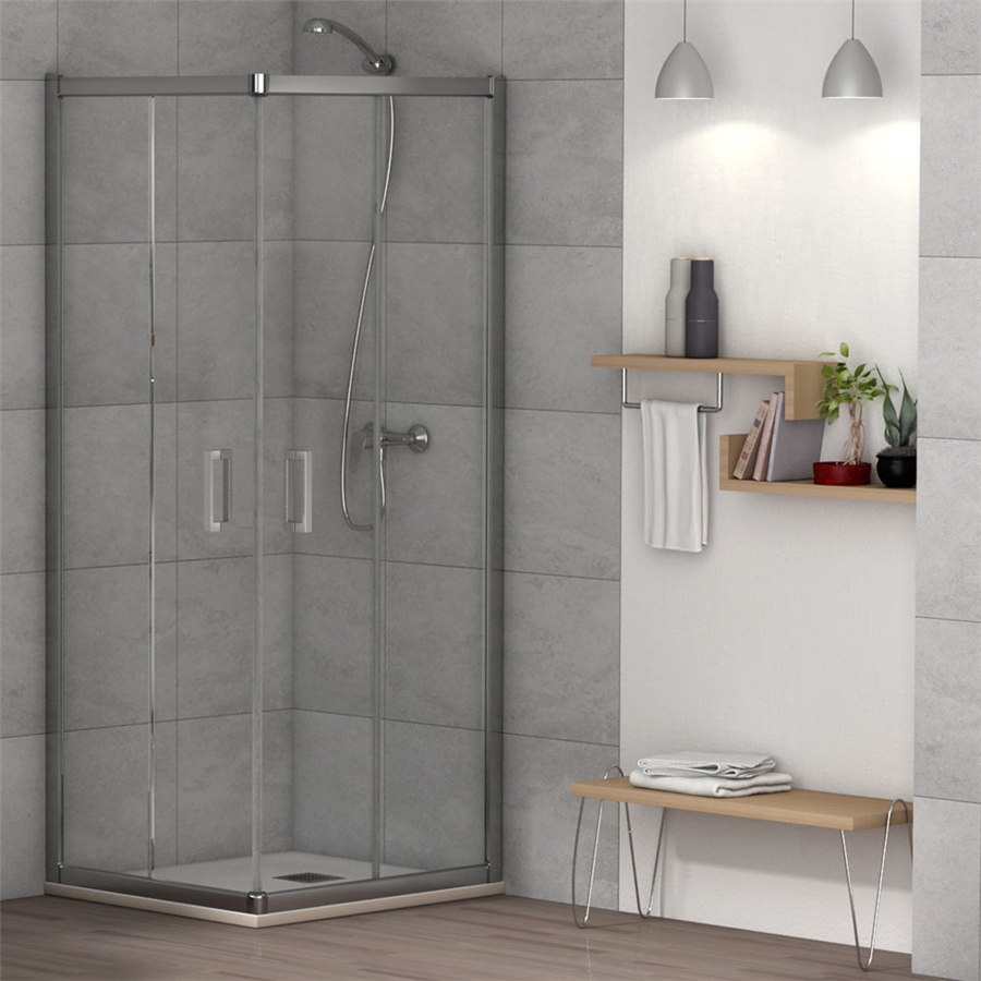Mampara ducha angular 2 hojas fijas y 2 puertas correderas\Mod.GAMMA –  MamparaStore